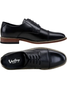 SHOESMALL Men's Dress Brown Shoes Classic Mens Oxfords Imported Formal Business Shoes Modern Derby Oxford Casual Shoes - 黑與白 - 查看 5