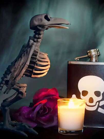 1入組萬聖節恐怖骷髏動物骷髏烏鴉鬼節日裝飾骷髏節日恐怖道具派對裝飾用品,合適的適用於家庭辦公室裝飾用品生日萬聖節,室內家庭裝飾用品戶外花園裝飾用品