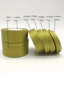 1 Roll Gold/Silver Glittering Satin Ribbon For Handmade Bow Craft, Wedding Decoration, DIY Card Gift Wrapping, 25 Yards,