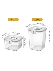 1pc Kitchen Rice Storage Box (10kg/5kg) With Airtight Sealed Lid -thickened Plastic Container For Rice & Grains -available In Transparent (10kg/5kg) And Mint Green (10kg/5kg) - Mint Green - View 8