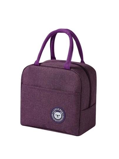 1pc Cartoon Bear Design Insulated Lunch Bag, Thermal Cooler Tote For Bento Box,Back To School