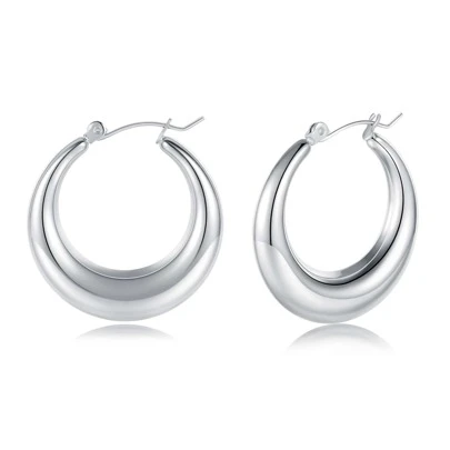 MDFUN 316L Surgical Grade Stainless Steel Thick Hoop Earrings, Lightweight & Sturdy Women Earrings