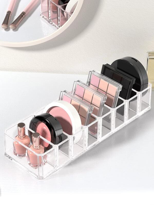 Acrylic Makeup Organizer With 8 Slots For Eyeshadow Palettes, Lipsticks