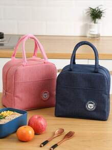 1 pieza Bolsa térmica aislada portátil con estampado de oso de dibujos animados, estuche de contenedor de comida, bolsa de preservación de calor, bolsas de verano para exteriores para alimentos, bolsas de picnic y camping