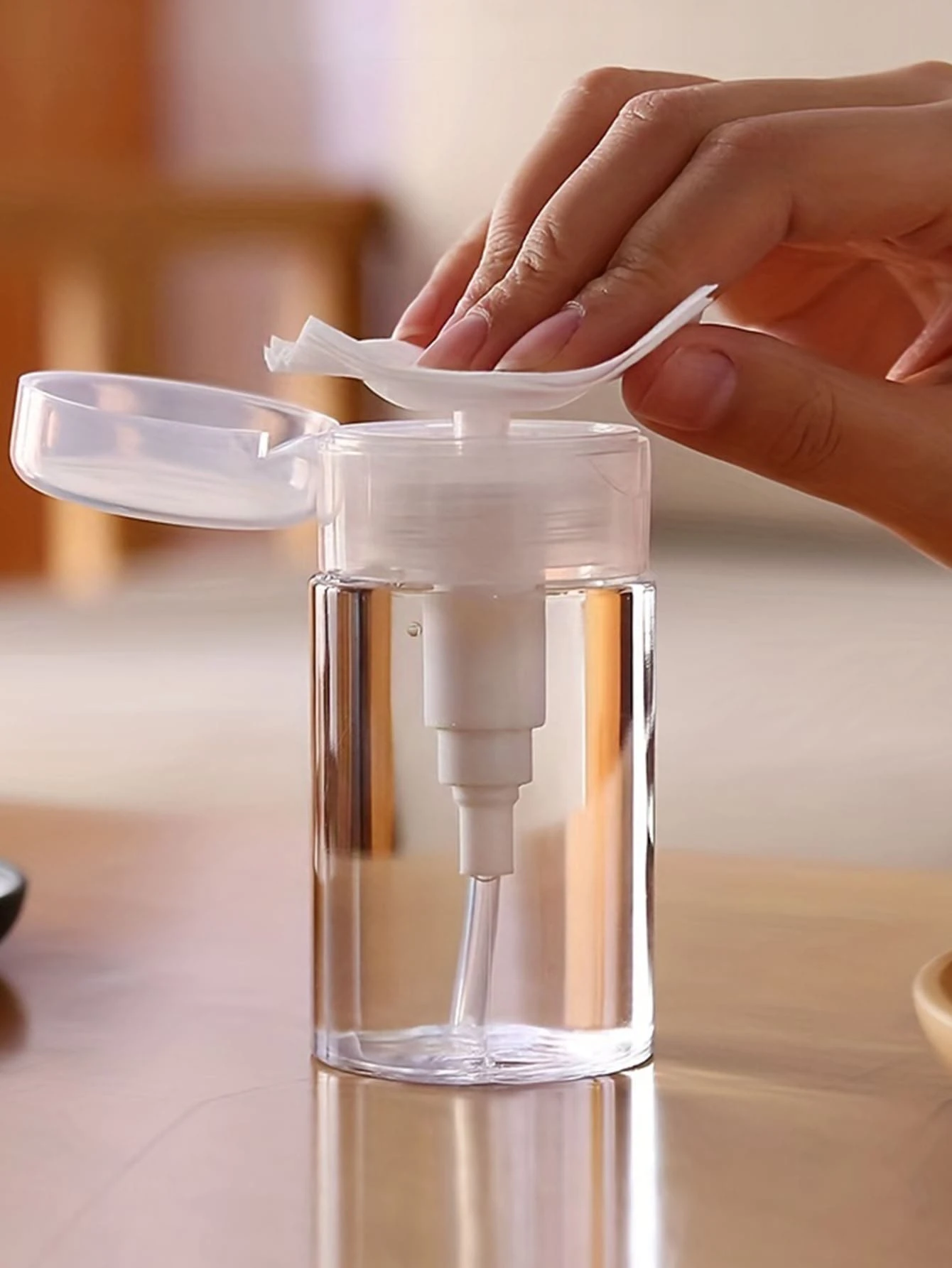 1PC Push Down Empty Pump Dispenser Bottle For Nail Polish And Makeup Remover Portable Empty Plastic Travel Bottle Liquid Clear Press Pumping Dispenser Container Storage Tool 100ML/150ML - Clear - View 1