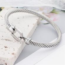 1 pieza Pulsera vintage creativo tornillo diseño de acero inoxidable de hombres - Plateado - Ver 4