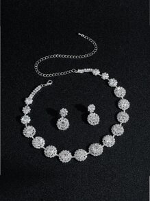 3peças Conjunto de joias Decoração de strass
