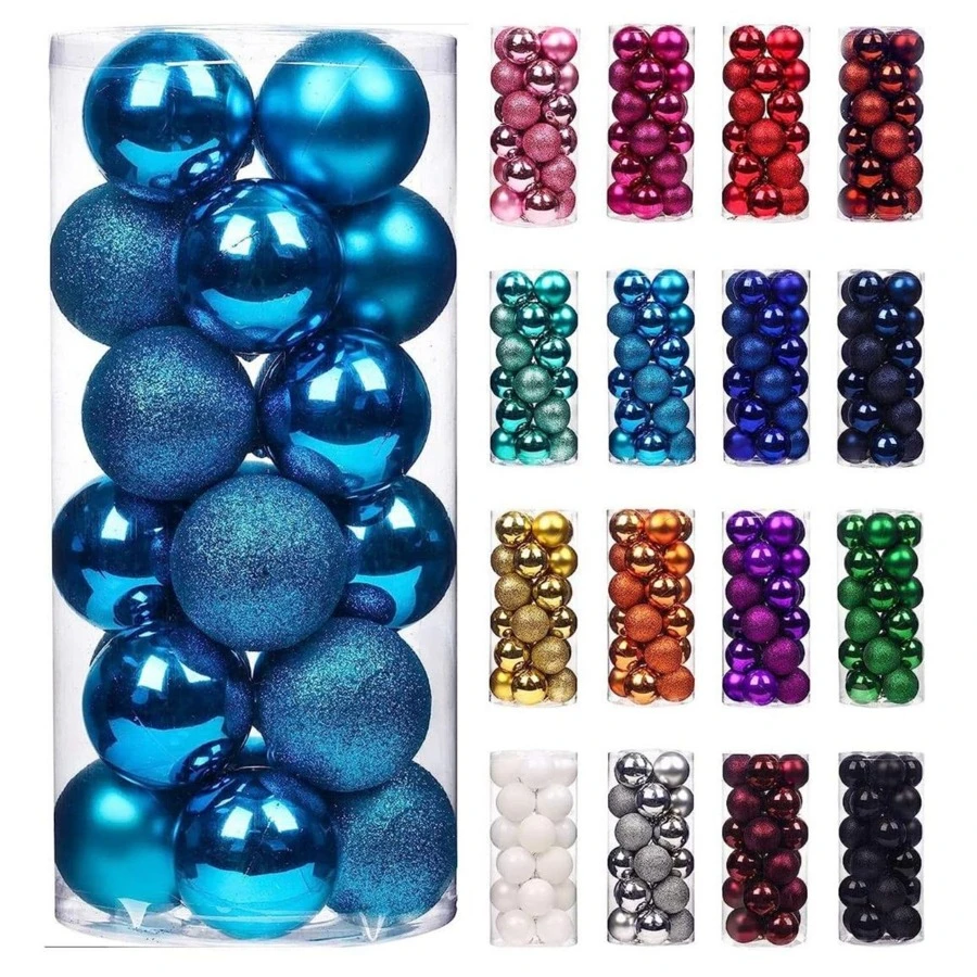 24pcs Christmas Ball Ornaments For Christmas Tree - Shatterproof Tree Decorations Balls, Perfect For Holiday Wedding Party Decorations - Lake blue - View 1