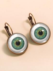 1 par Pendientes animal ojos patrón gracioso & Halloween - Verde - Ver 2