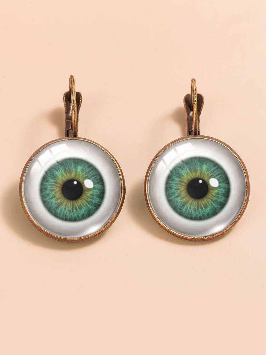 1 par Pendientes animal ojos patrón gracioso & Halloween - Verde - Ver 1