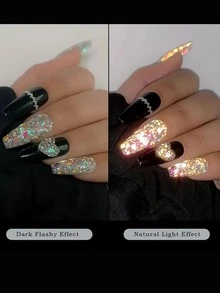 Nail Art Glow In The Dark Glitter - Multicolor - View 3