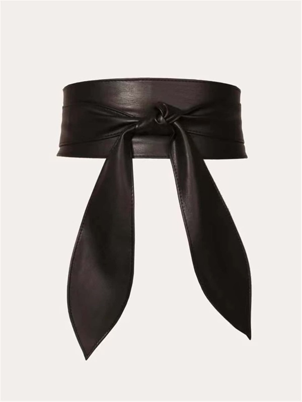 Elegant 1pc Women's Soft & Wide Waist Belt With Bowknot Detail And Long Tail Halloween Summer, School