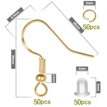 耳环钩，300 件银色防过敏耳环钩套件，用于珠宝制作，升级版高级耳环制作套件，耳环制作用品，带耳环背环和跳环