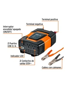 750 W Power Inverter, Truper, INCO-750 - Orange - View 2