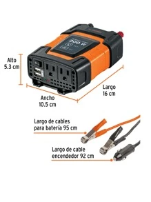 Inversor De Corriente 200 W, Truper, INCO-200 - Naranja - Ver 3
