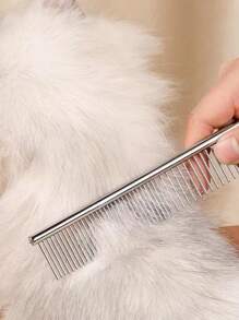 1入組不銹鋼寵物美容梳，用於梳理長毛貓和狗