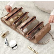 Bolsa de maquillaje de malla plegable, 1 pieza de gran capacidad, impermeable y transpirable, bolsa de aseo de moda con divisor, organizador de cosméticos multifuncional, estuche portátil para lápices labiales, pinceles, teléfono móvil, monedas, para uso doméstico, viajes y escuela, bolsa de maquillaje, bolsa de aseo, bolsa de cuidado de la piel, bolsa de viaje, cubos de embalaje, artículos esenciales de viaje, artículos esenciales de crucero, organizador de maquillaje, estuche de maquillaje, organizador de aseo de viaje, regalos esenciales, accesorios con cremallera