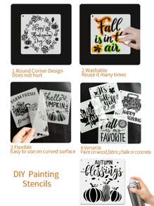 Letter And Pumpkin Design Drawing Stencils, Thanksgiving Letter Printing - White - View 2