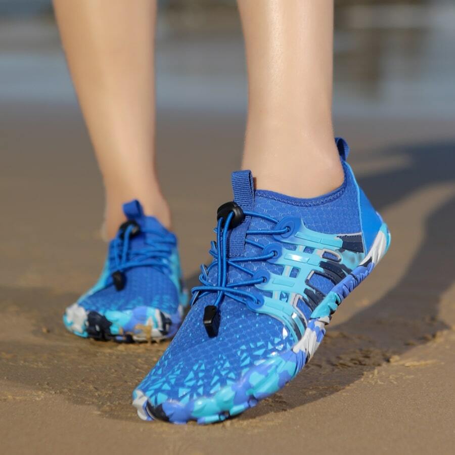 Summer Beach Water Shoes Quick Dry Slip-resistant Aqua Shoes For Surfing, Diving, Snorkeling, Hiking, Rafting, Crosstraining Shoes (asymmetrical Sole Pattern) - Royal Blue - View 1