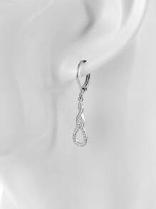 1pair Geometric Long Earrings/Rings Made Of Genuine 925 Sterling Silver, Perfect Gift Holiday - Silver - View 3