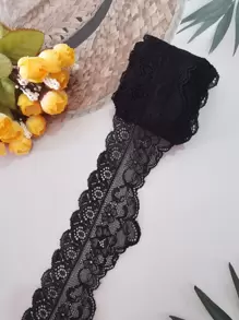 每270公分/件軟彈性蕾絲裝飾邊緣,適用於床上用品,帽子,領口,袖口,襪子,內衣,背心等服裝配件 - 黑色 - 查看 1