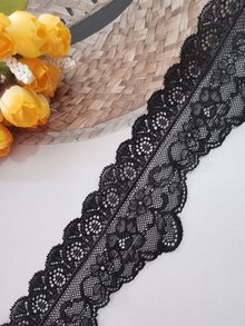 每270公分/件軟彈性蕾絲裝飾邊緣,適用於床上用品,帽子,領口,袖口,襪子,內衣,背心等服裝配件 - 黑色 - 查看 3