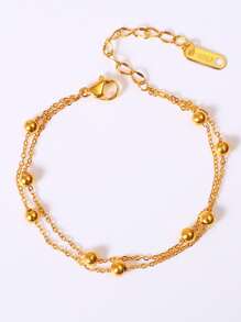 1 szt. Modna bransoletka z dwuwarstwowej złotej kulki ze stali nierdzewnej o wysokiej ochronie, odpowiednia do codziennego noszenia przez kobiety, na imprezy, wodoodporny dodatek do biżuterii, prezent na Walentynki. (Nie zawiera pudełka prezentowego), mama, matka, dzień matki, prezent