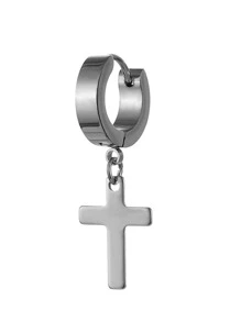 1pc Men's Stainless Steel Cross Shaped Drop Earring - Silver - View 2
