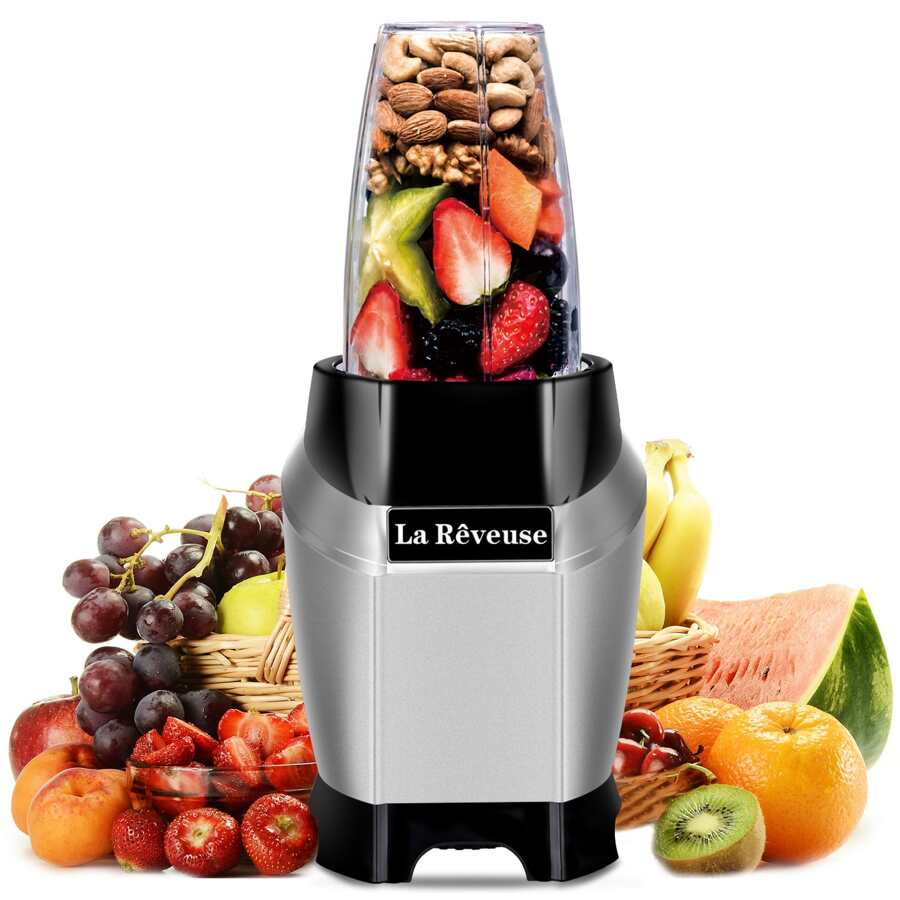 La Reveuse Personal Smoothie Blender 600 Watts With 20 Oz To Go Travel Bottle, Silver - Silver - View 1