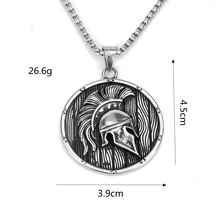 1入組不銹鋼盾和頭盔吊墜項鍊適合男士 - 鋼色 - 查看 5