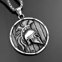 1入組不銹鋼盾和頭盔吊墜項鍊適合男士 - 鋼色 - 查看 3