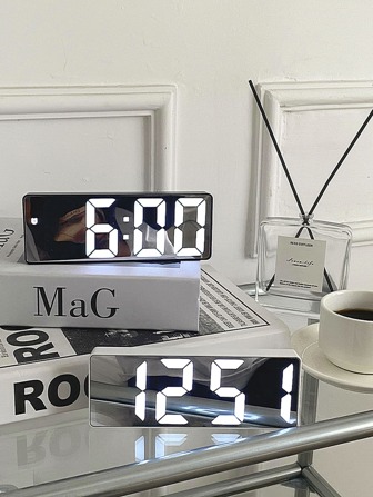1pc Led Mirror Table Alarm Clock Digital Alarm Snooze Display Time Desktop Electronic Table Clocks Snooze Display Time Night Light Desktop USB Alarm Clock Home Decor Smart Clock Home Furnishings For Bedroom Office Table Clock,Home Decor ,Room Decor Digital Clock Bedroom Decor Dormitory Decor Back To School School Decor School Surprise School Supplies