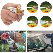 1pc Upgraded Garden Hose Nozzle, 100% Heavy Duty Metal Handheld High Pressure Water Spray Nozzle With 4 Spray Patterns, Ideal For Watering Plants And Lawns, Car Wash, Patio And Pet, Gold - Gold - View 2