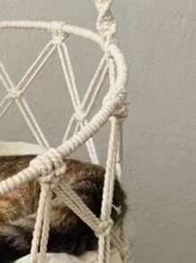 1 Pieza Cama Hamaca Tejida Colgante Para Gato Adecuada Para Que Los Gatos Pequeños Y Medianos Duerman En Las Cuatro Estaciones (1-7 Kg) (excluyendo La Alfombra)