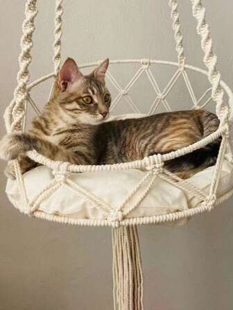 1pc Cat Hanging Woven Hammock Bed Suitable For Small And Medium-sized Cats To Sleep In Four Seasons (1-7kg) (excluding Mat)