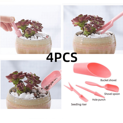 1入組肉質種植土壤盆栽園藝工具花園成套工具套裝-粉色的