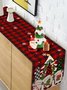 1 件圣诞雪花毛绒公仔桌旗，节日厨房餐桌装饰 - 彩色 - 查看 5