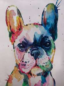 1pc Watercolor Bulldog Print Short Plush Decorative Pillow Cover, Single-Sided Design, Refreshing Fabric Easy To Wash, Flat Design Elevates Home Decor, Suitable For Sofa, Bedroom, Living Room, Balcony, No Filling, Not Included Pillow Insert, Can Be Used As Christmas, Halloween Gift, 45x45cm - Multicolor - View 4