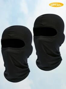 2入組黑色一種尺寸Upf50+防曬霜防塵萊卡織物巴拉克拉法帽頭飾,合適的適用於騎行,垂釣,戶外運動 - 黑色 - 查看 1