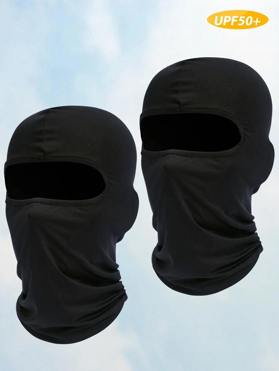 2入組黑色一種尺寸Upf50+防曬霜防塵萊卡織物巴拉克拉法帽頭飾,合適的適用於騎行,垂釣,戶外運動 - 黑色 - 查看 1