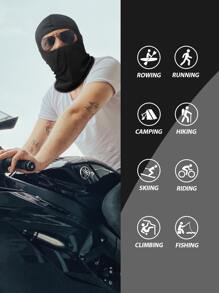 2入組黑色一種尺寸Upf50+防曬霜防塵萊卡織物巴拉克拉法帽頭飾,合適的適用於騎行,垂釣,戶外運動 - 黑色 - 查看 5