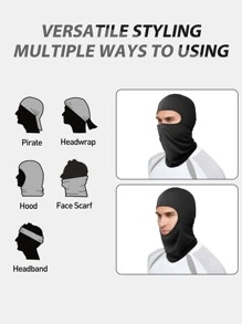 2入組黑色一種尺寸Upf50+防曬霜防塵萊卡織物巴拉克拉法帽頭飾,合適的適用於騎行,垂釣,戶外運動 - 黑色 - 查看 4