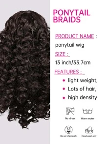 American Curly Ponytail Wig, Net Twist Style Wear, Easy and Secure, 12 inches, Ombre Ponytail. Made of heat-resistant synthetic fiber, voluminous and natural, can be styled with a hairdryer or flat iron, long-lasting shape. Soft and natural, just like real hair, you can hardly tell you're wearing a wig. Add length and volume to your ponytail in just a few seconds. Soft, tangle-free, lightweight, and comfortable. Suitable for daily wear, parties, and cosplay. Perruque, Pelucas. - màu đen - Xem 3