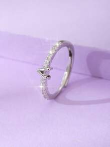 1入組簡約風和時髦結婚戒指帶26英文字母鏤空 - 銀色 - 查看 1