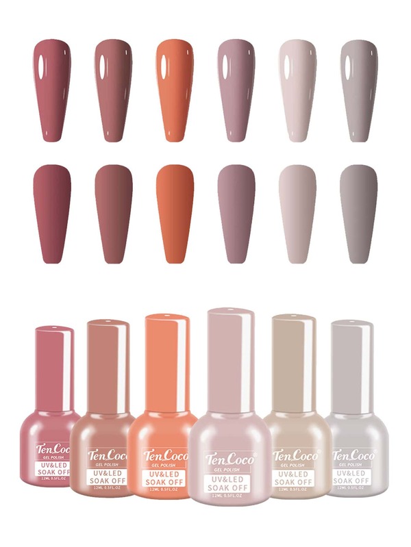 6pcs Nude Color Series Nail Gel Polish Set