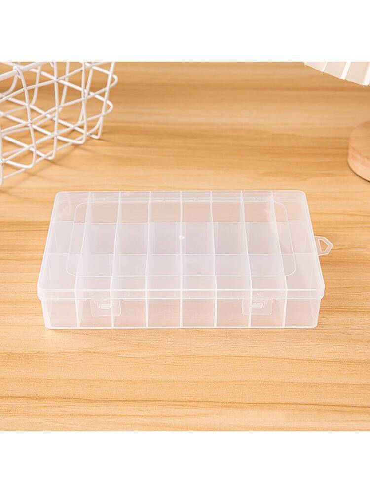 1pc Detachable White Transparent Storage Box For Embroidery, Sewing, Jewelry Making, Stationery, 24/36 Grids