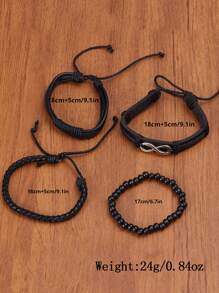 Set de 4 piezas de pulseras trenzadas vintage combinadas para niños