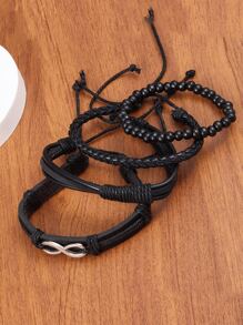 Set de 4 piezas de pulseras trenzadas vintage combinadas para niños