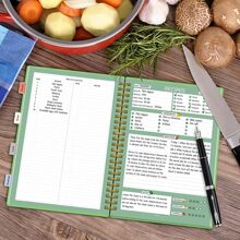 Recipe Book to Write in Your Own Recipes, Sprial Personal Blank Recipe Book, 15 Tabs for Family Cooking Lover, 120 Pages Recipe Organizer - 綠色 - 查看 3
