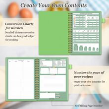 Recipe Book to Write in Your Own Recipes, Sprial Personal Blank Recipe Book, 15 Tabs for Family Cooking Lover, 120 Pages Recipe Organizer - 綠色 - 查看 5